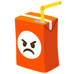 enraged face and beverage box