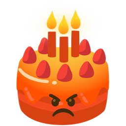 enraged face and birthday cake