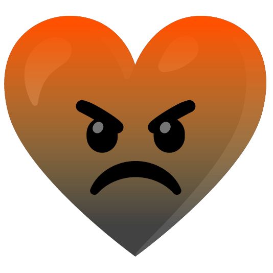 Enraged face and Black heart