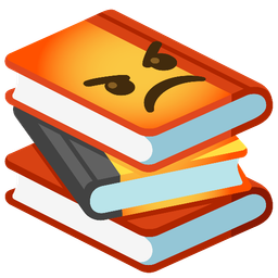 enraged face and books