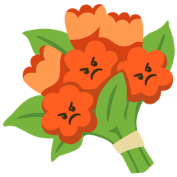 enraged face and bouquet