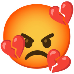 enraged face and broken heart