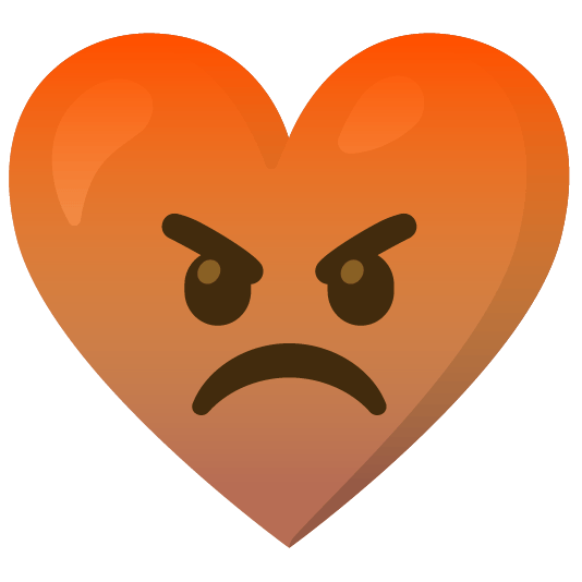 Enraged face and Brown heart