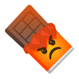 enraged face and chocolate bar