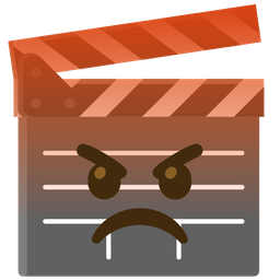 enraged face and clapper board