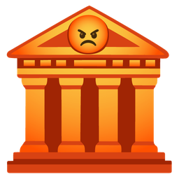 enraged face and classical building