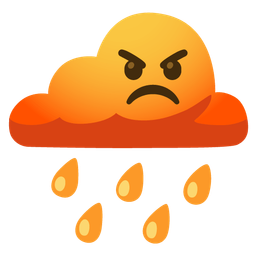 enraged face and cloud with rain