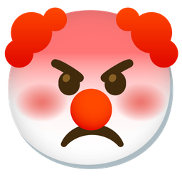 enraged face and clown face