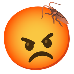enraged face and cockroach