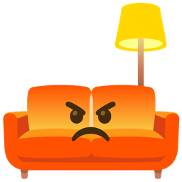 enraged face and couch and lamp