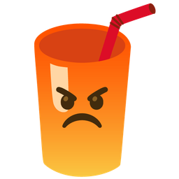 enraged face and cup with straw
