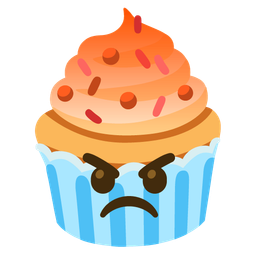 enraged face and cupcake