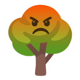 enraged face and deciduous tree