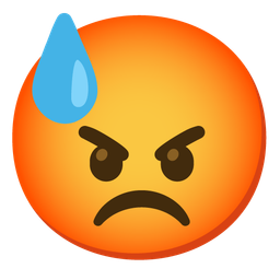 enraged face and downcast face with sweat