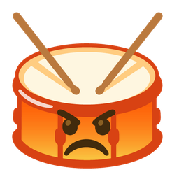 enraged face and drum