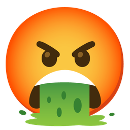 enraged face and face vomiting