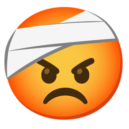 enraged face and face with head-bandage