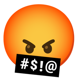 enraged face and face with symbols on mouth