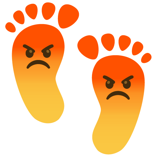 Enraged face and Footprints