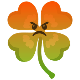 enraged face and four leaf clover