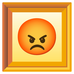 enraged face and framed picture