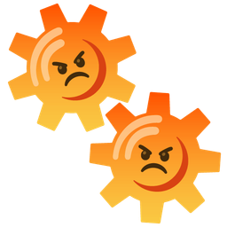 enraged face and gear