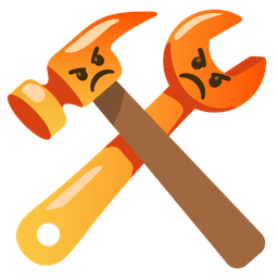 enraged face and hammer and wrench