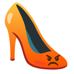 enraged face and high-heeled shoe