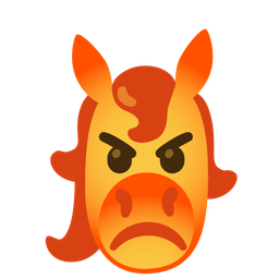 enraged face and horse