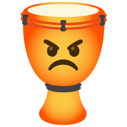 enraged face and long drum