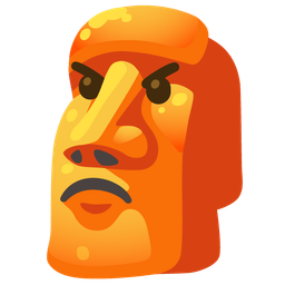 enraged face and moai