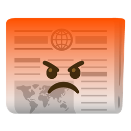 enraged face and newspaper