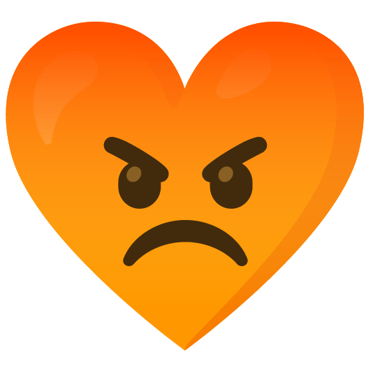 Enraged face and Orange heart