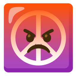 enraged face and peace symbol