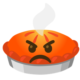 enraged face and pie
