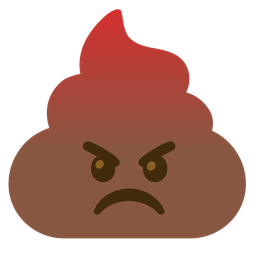 enraged face and pile of poo