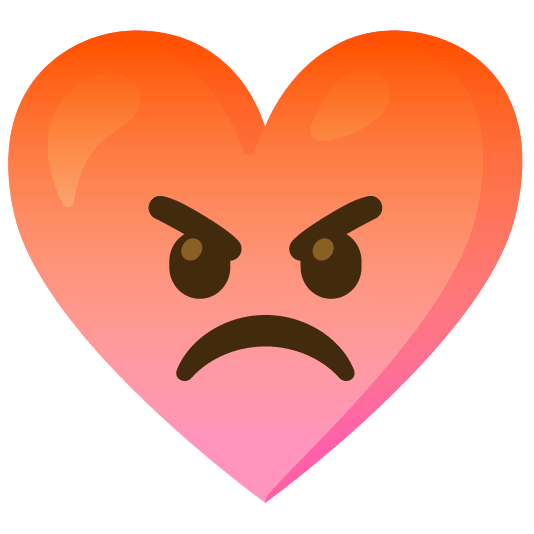 Enraged face and Pink heart