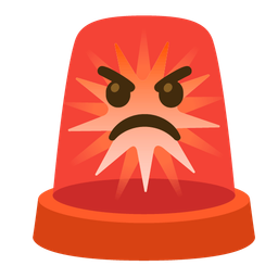 enraged face and police car light