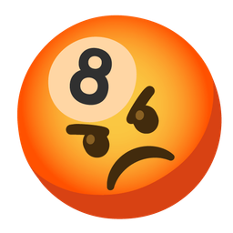 enraged face and pool 8 ball