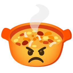 enraged face and pot of food