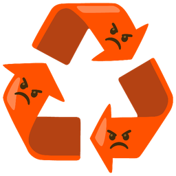enraged face and recycling symbol