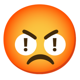 enraged face and red exclamation mark