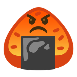 enraged face and rice ball