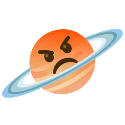 enraged face and ringed planet