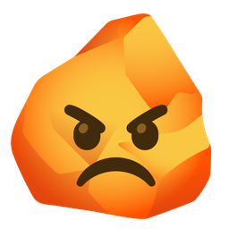 enraged face and rock