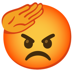 enraged face and saluting face