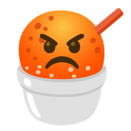 enraged face and shaved ice