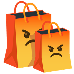 enraged face and shopping bags
