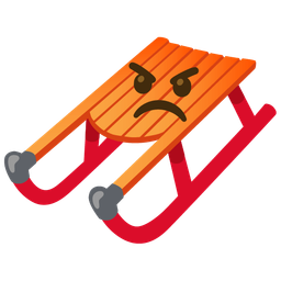 enraged face and sled