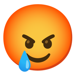 Enraged face and Smiling face with tear